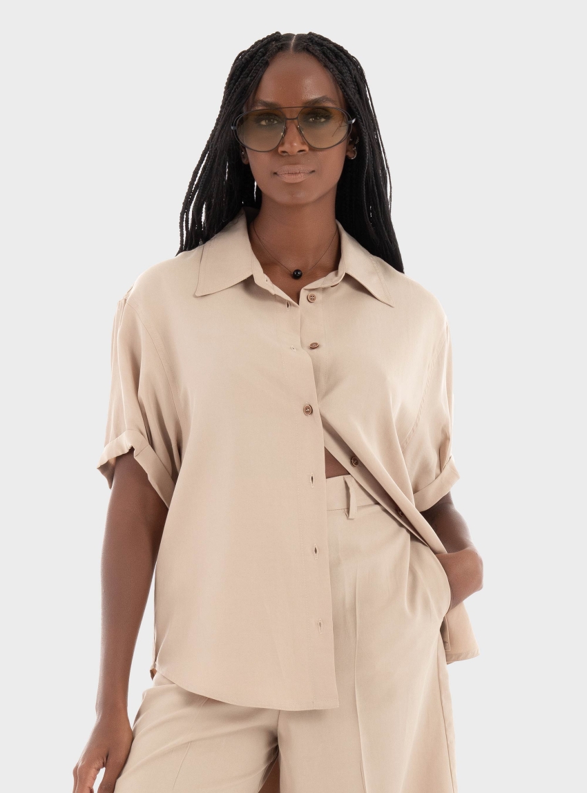 Black & Black  Shirt - Beige