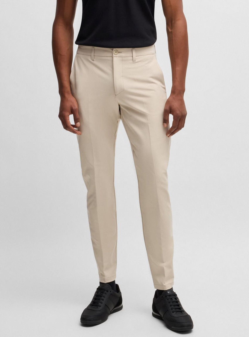 BOSS Slim Fit Water Repellent Trousers T_Commuter-Slim - Beige