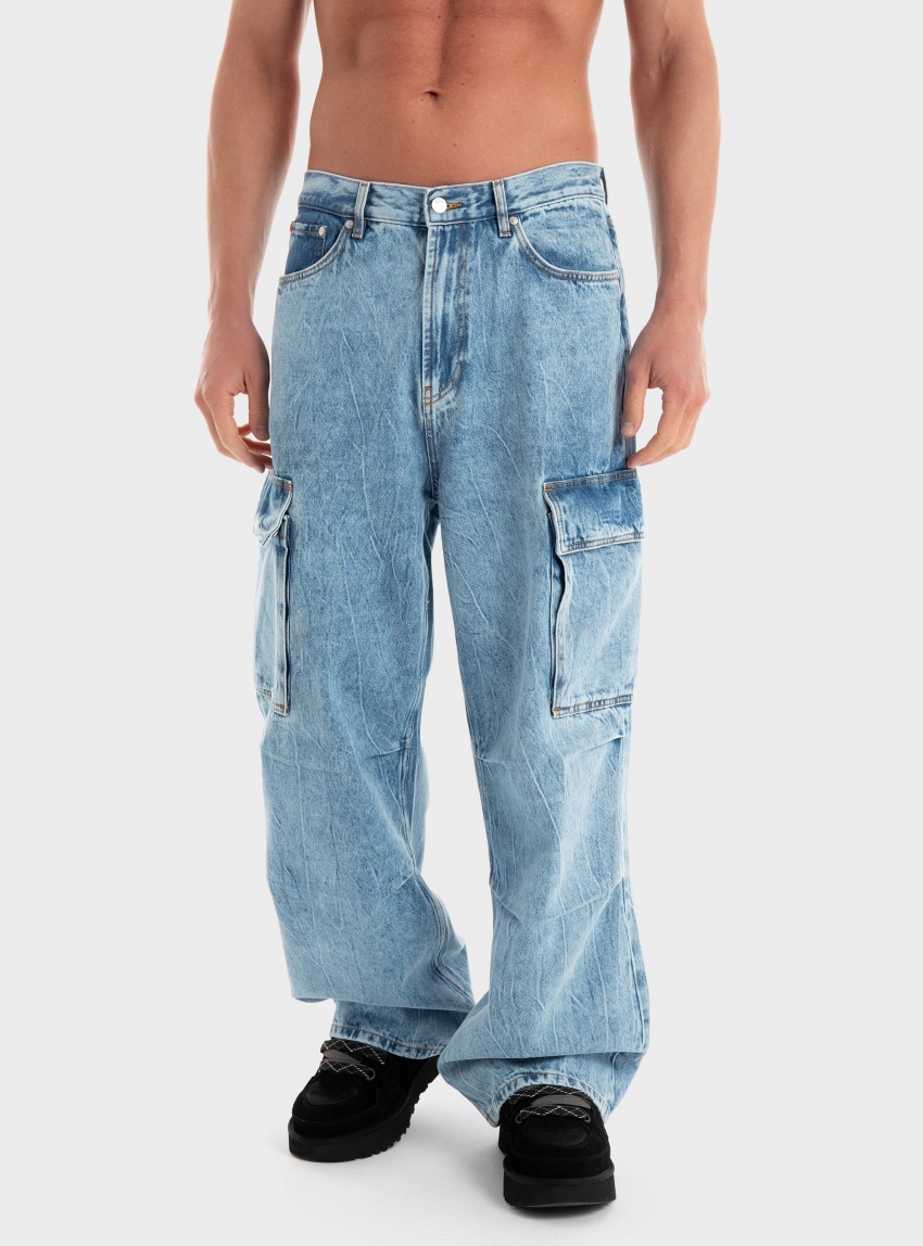 HUGO Loose Baggy Fit Jeans HUGO 258/5 - Light Aged Denim