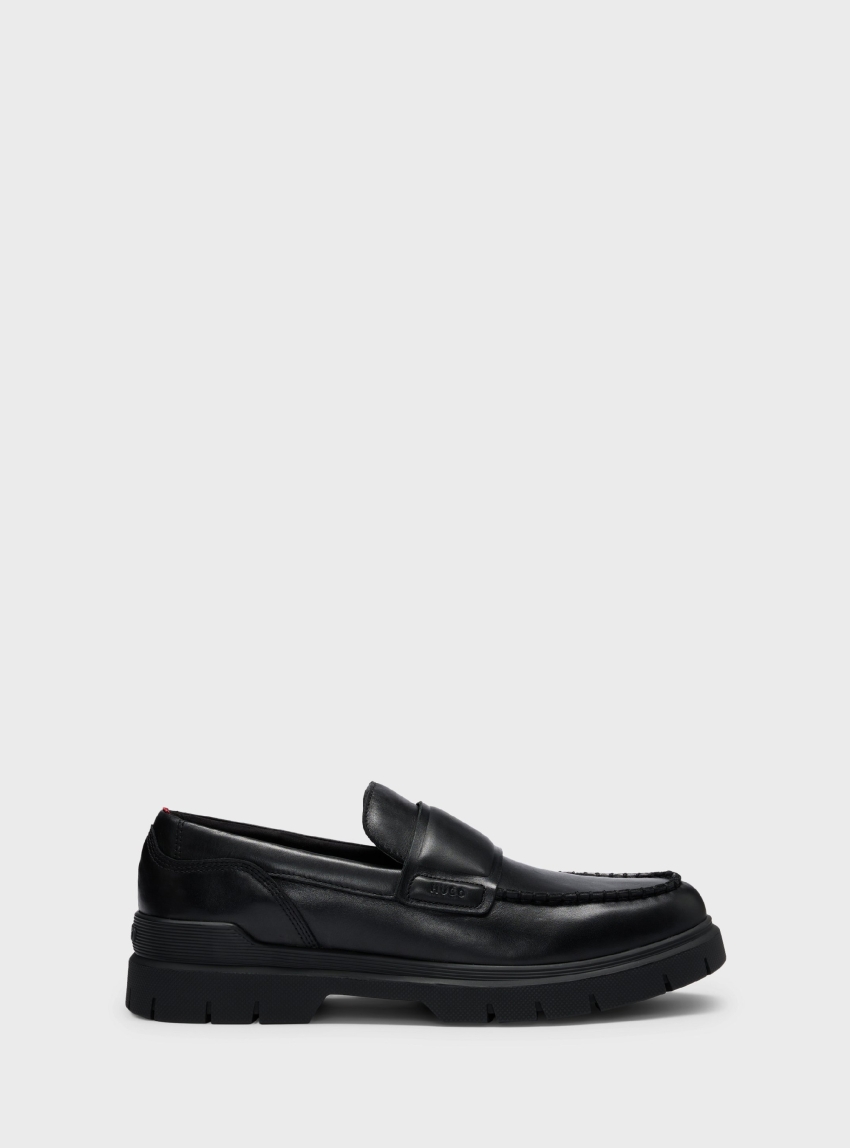 HUGO Leather Moccasins Ryan_Mocc_pllt - Black