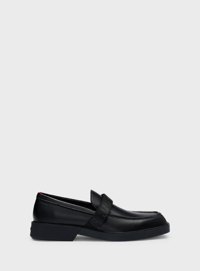 HUGO Leather Loafers Iker_Mocc_al - Black