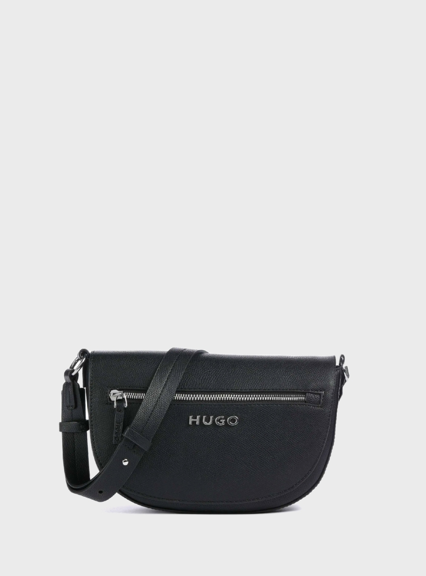 HUGO Faux Leather Saddle Bag Chris - Black