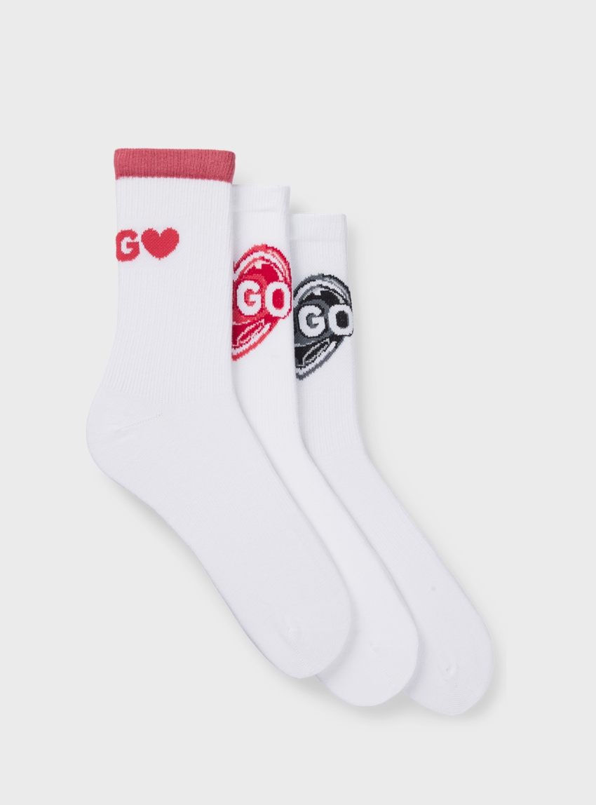 HUGO Three-Pack Short-Length Socks 3P QS VALENTINE CC W - White
