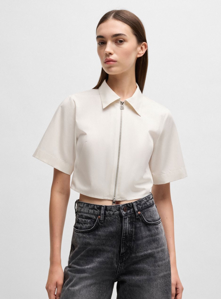 HUGO Cropped Shirt Evianne - White