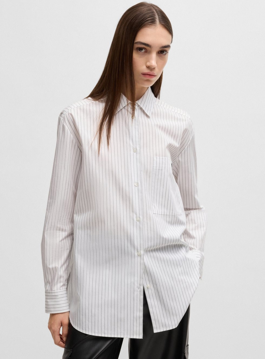 HUGO Butterfly Print The Oversize Shirt - Striped