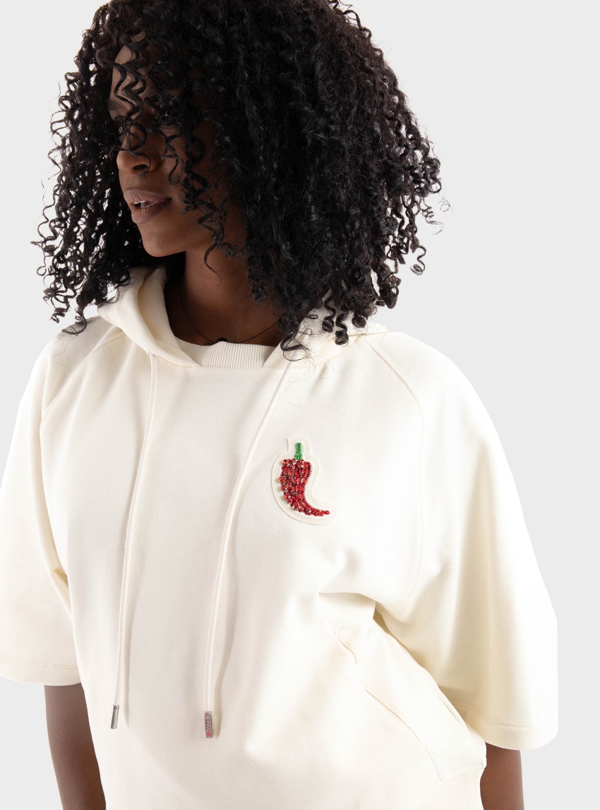 BOSS Crystal Chilli Pepper Hoodie C_Erinas - Ecru