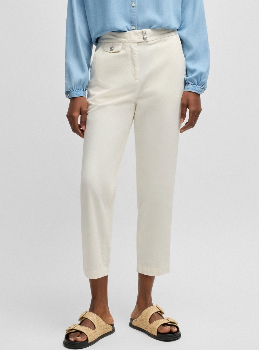 BOSS Slim Fit Trousers C_Taschina-D - Ecru