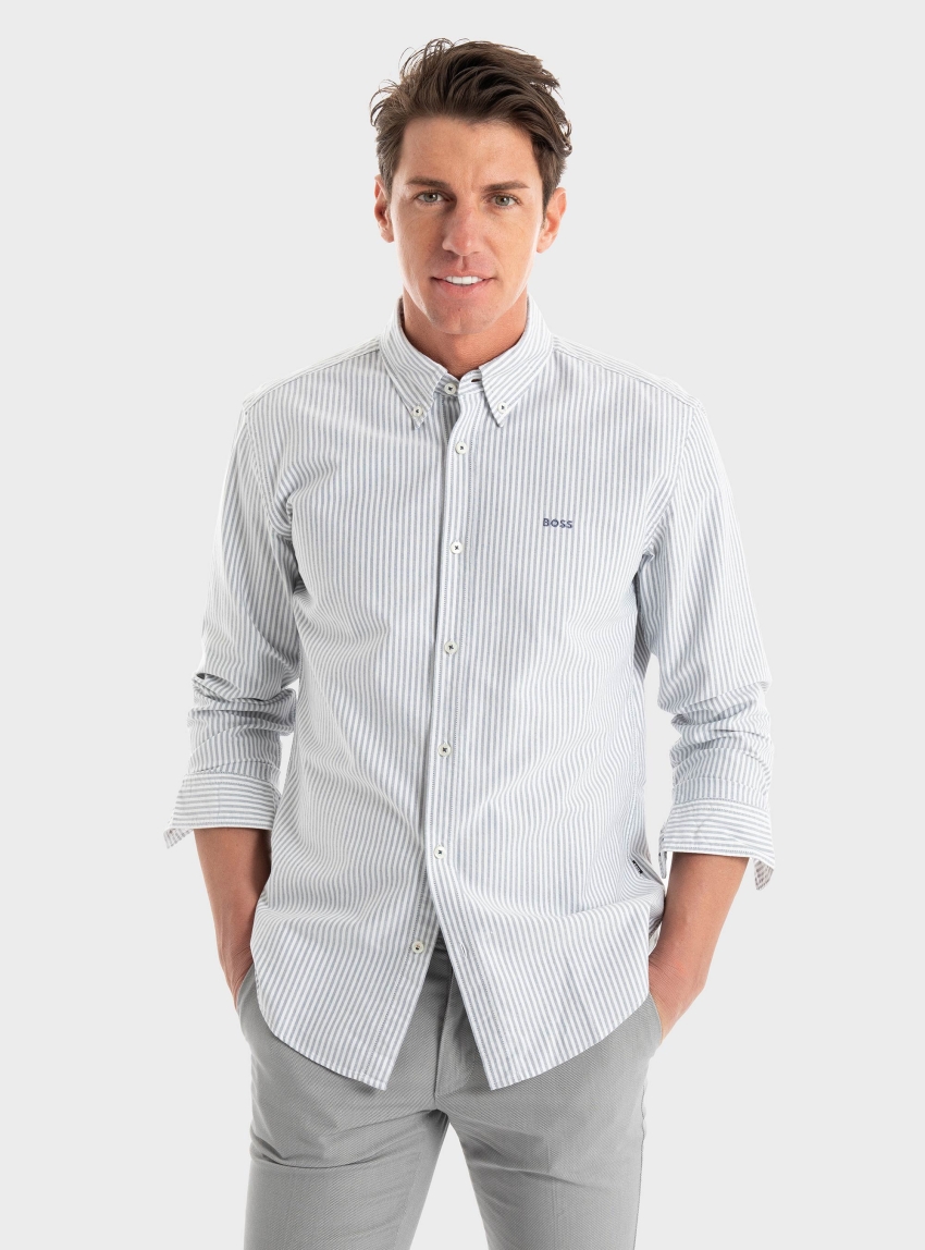 BOSS Slim Fit Striped Oxford Shirt H-ROAN-BD-E-C1-243 - Blue