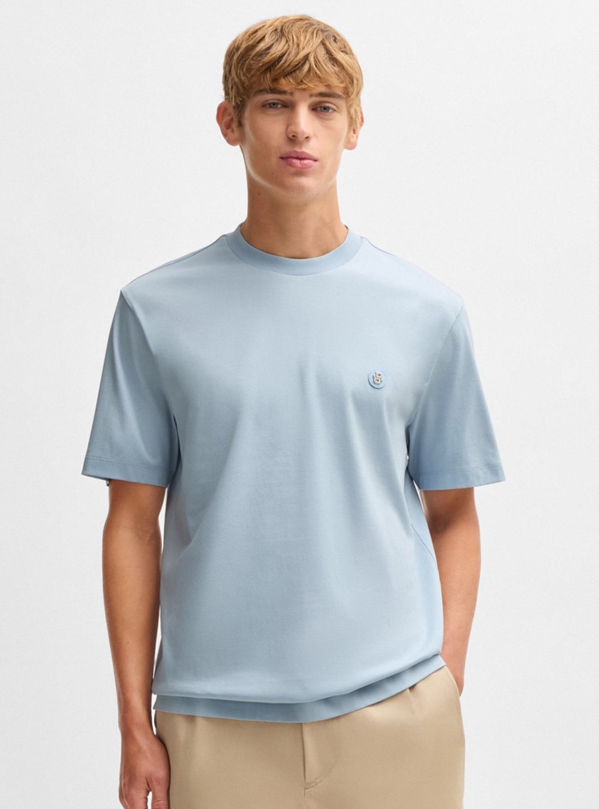 BOSS Regular Fit Mercerised Logo T-Shirt C-Taut 01 - Light Blue