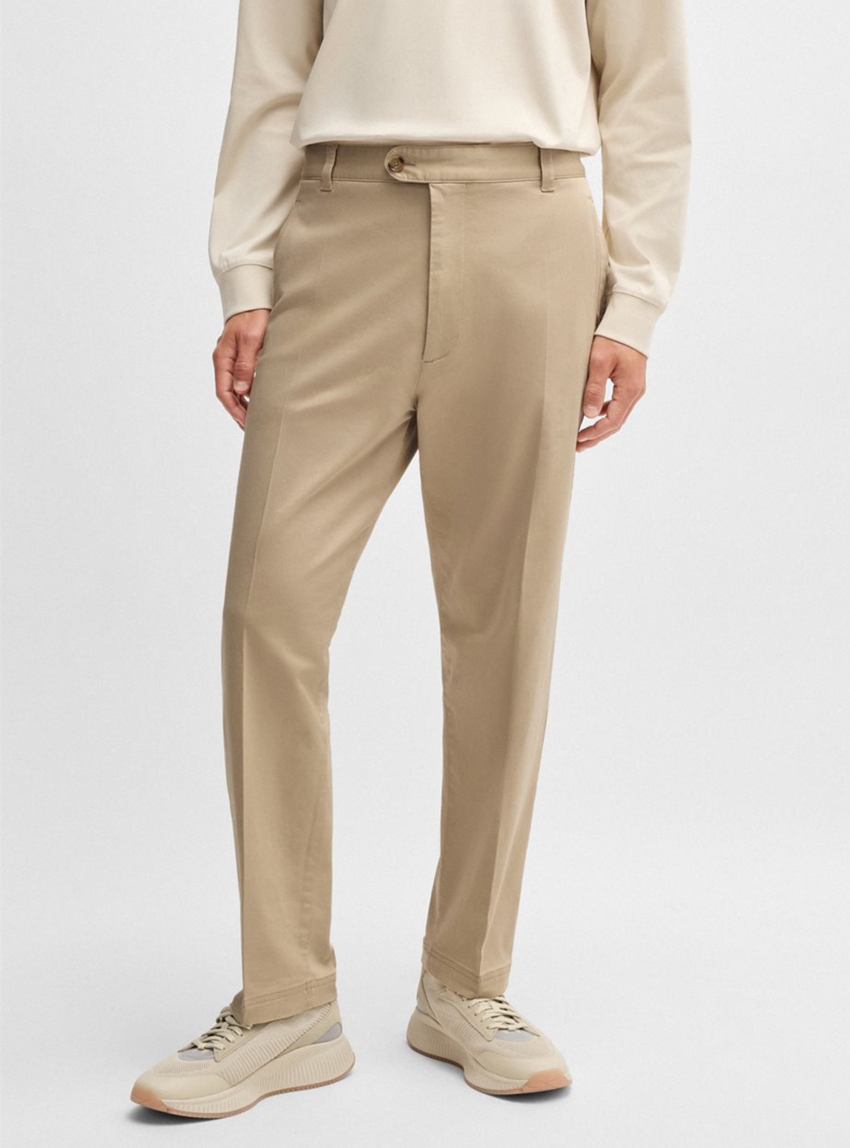 BOSS Straight Fit Trousers C-Kleon - Beige