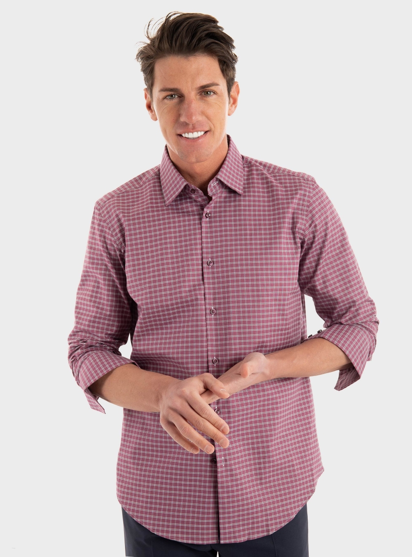 BOSS Regular Fit Checked Oxford Shirt H-JOE-kent-C1-214 - Pink