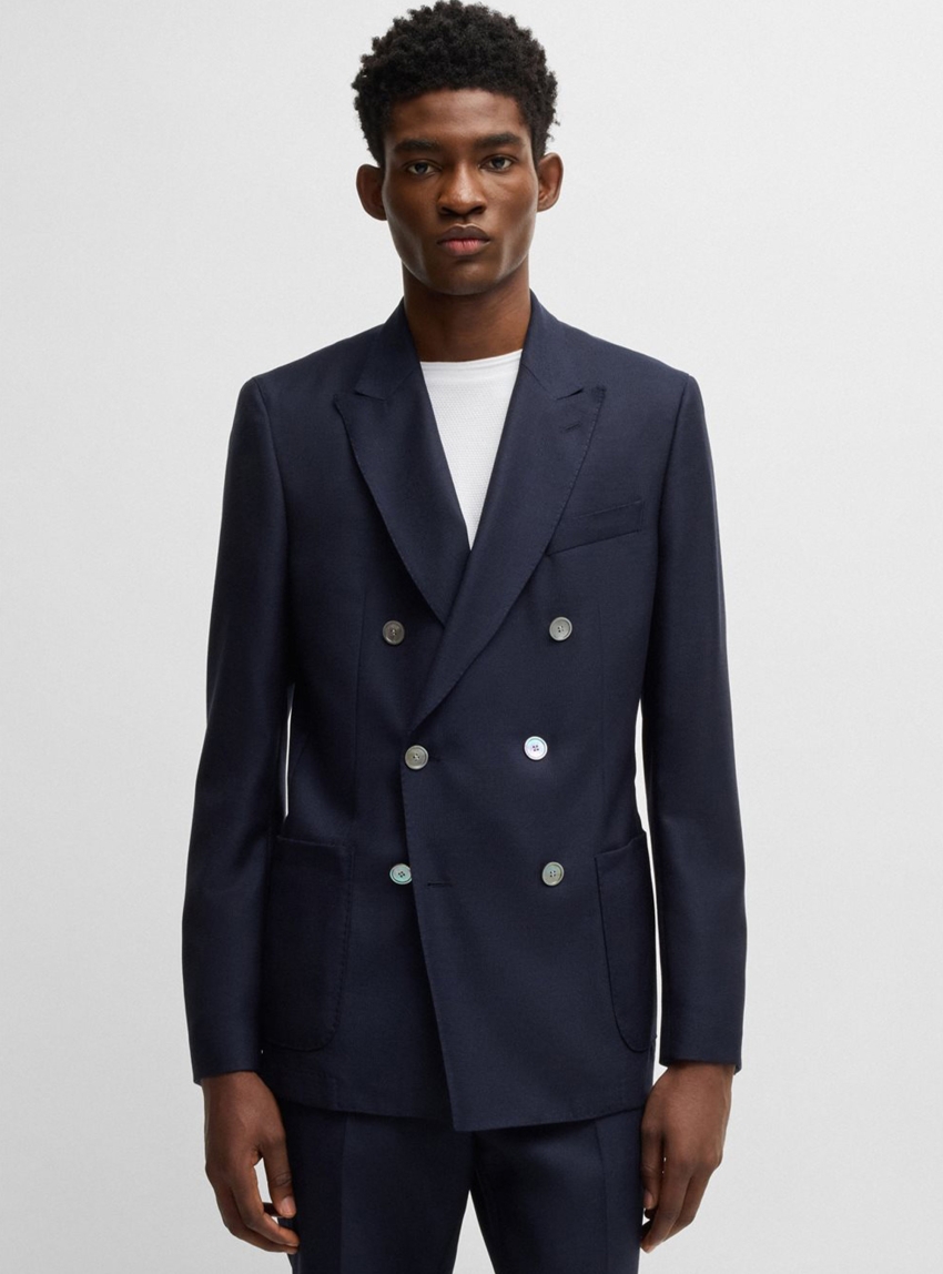 BOSS Slim Fit Double Breasted  Blazer C-Huge-DB-251 - Dark Blue