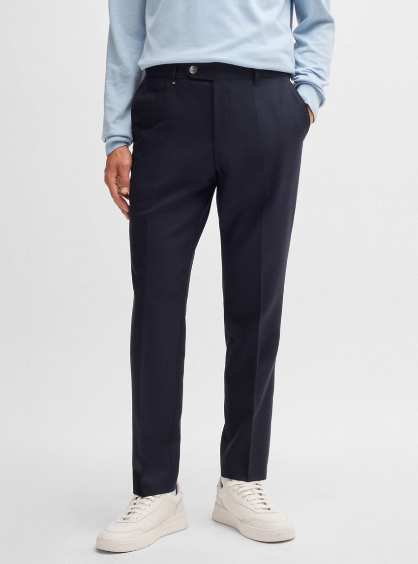 BOSS Slim-Fit Patterned Trousers C-Genius-243 - Dark Blue