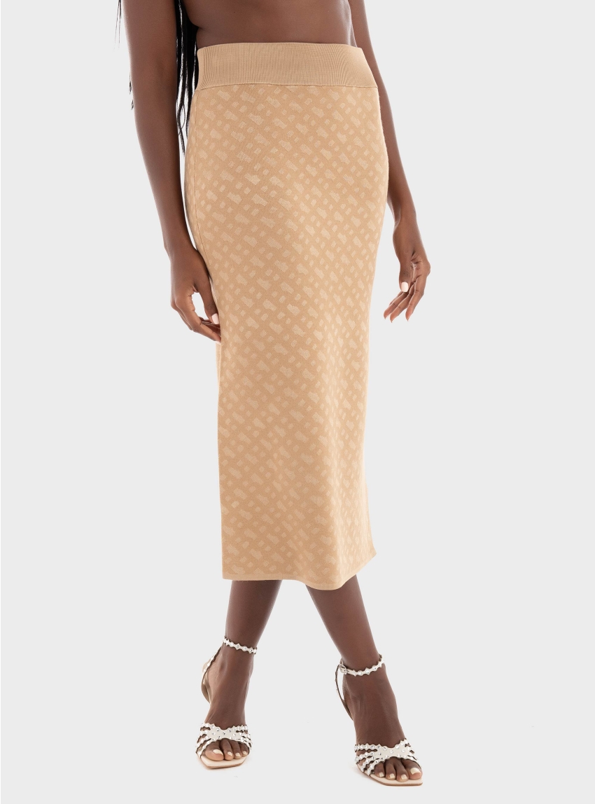 BOSS Tube Skirt In Knitted Jacquard Furelia - Beige