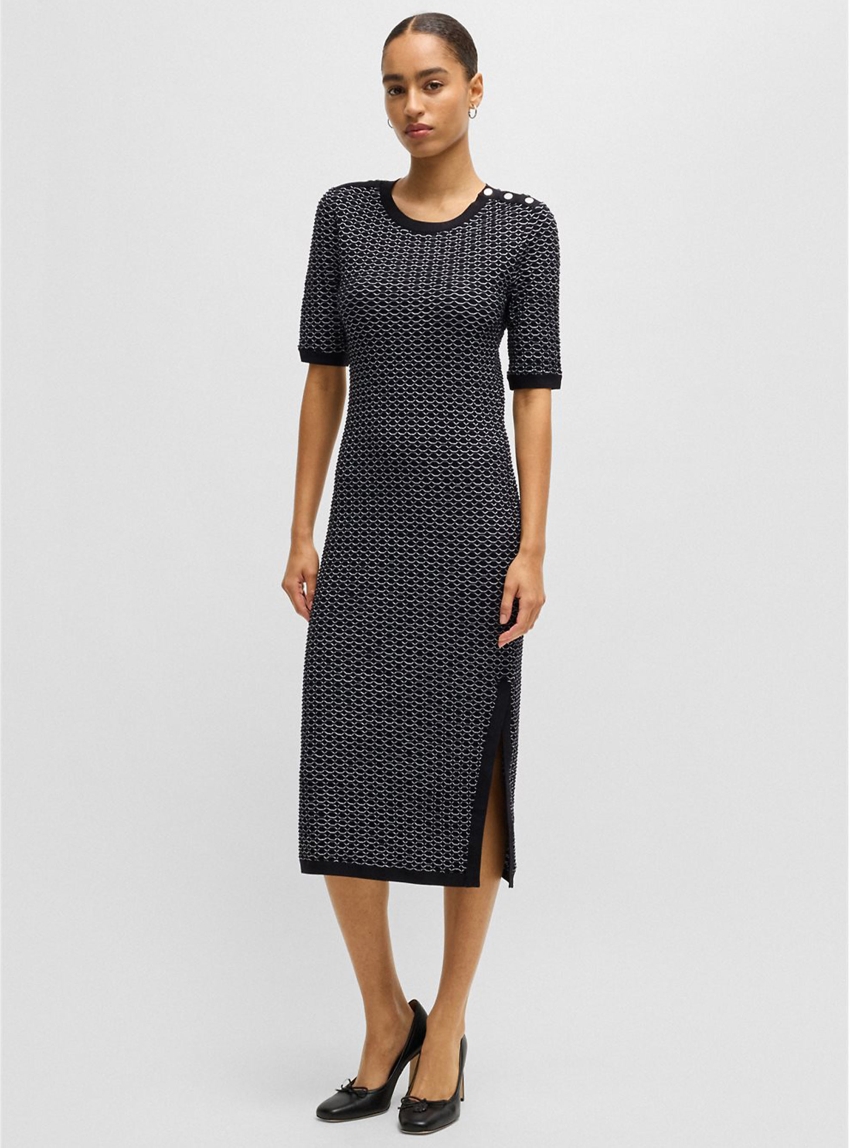 BOSS Stretch Cotton Jersey Dress Etanah - Multi Colors