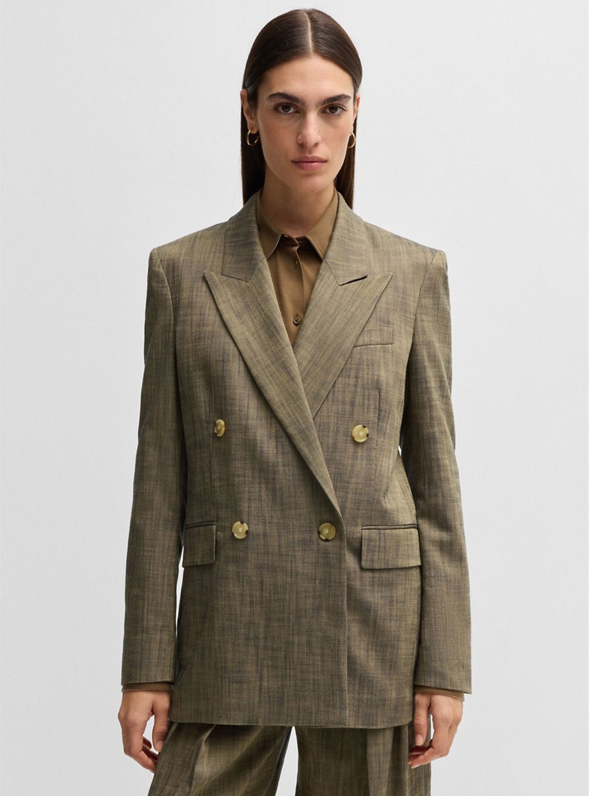 BOSS Regular Fit Double Breasted Blazer Jaleto4 - Light Brown