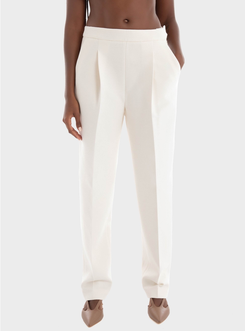 BOSS Regular Fit High Waisted Trousers Takerana - Off White