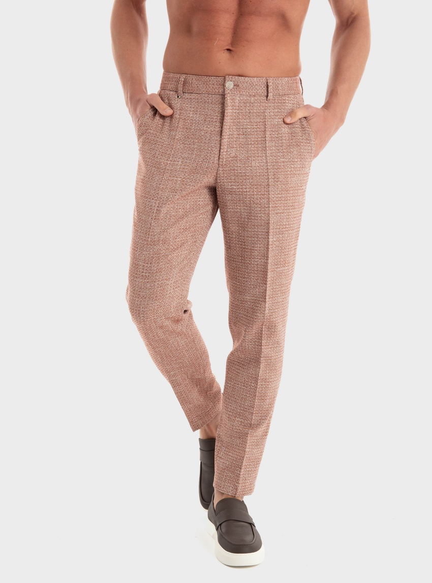 BOSS Formal Micro-Patterned Trousers C-Perin-252 - Coral
