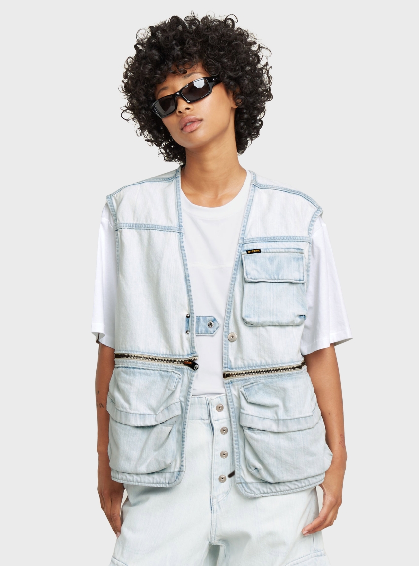 G-Star Mega Modular Vest - Bleached Denim