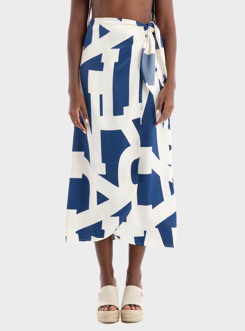 Only Jamie Wrap Midi Skirt - Blue
