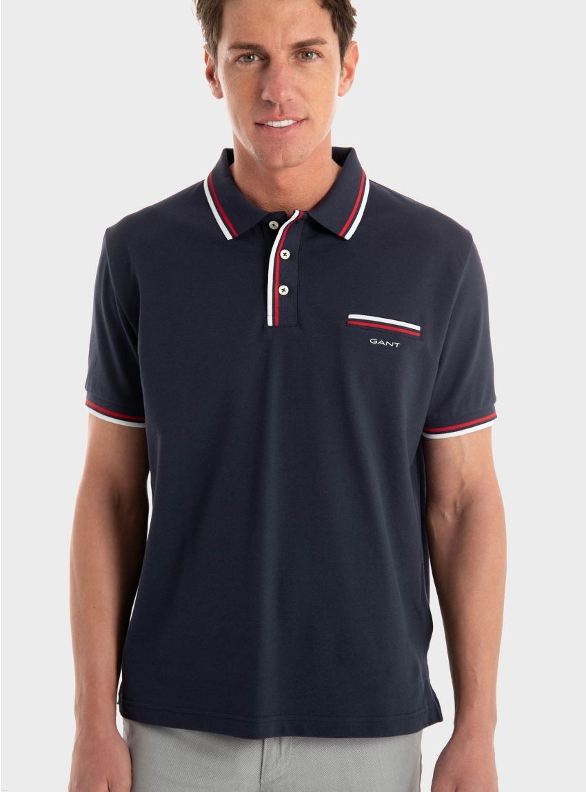 Gant Regular Fit Pique Polo Shirt - Blue