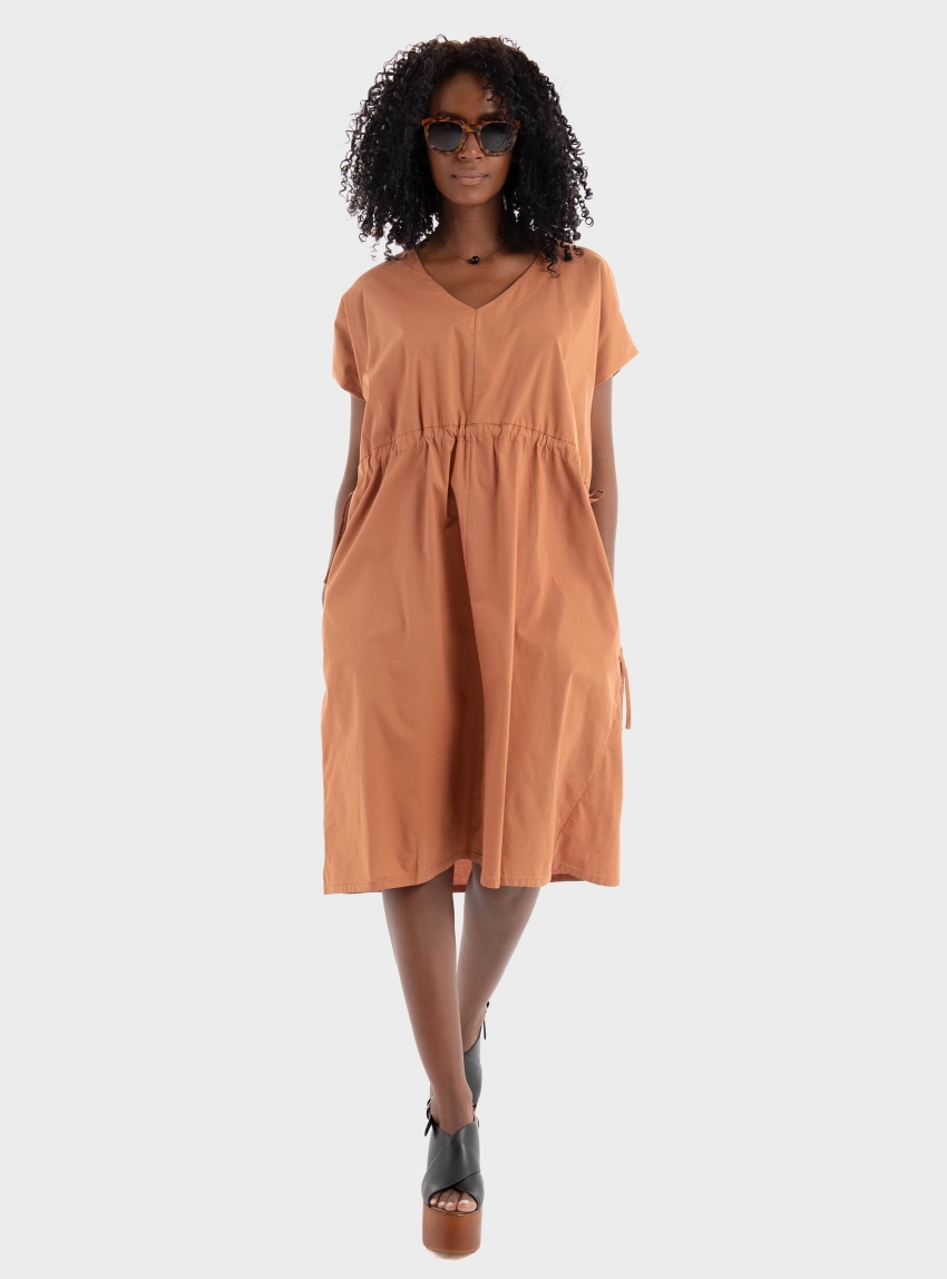 Deha Poplin Dress - Light Brown