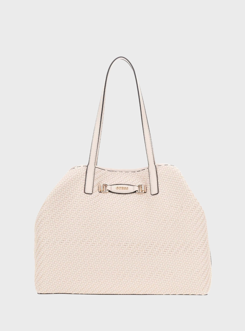Guess Vikky Ii Woven 2 In 1 Shopper - Light Beige
