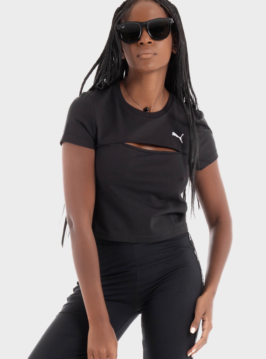 PUMA WARDROBE ESS Cut-Out Baby Tee - Black