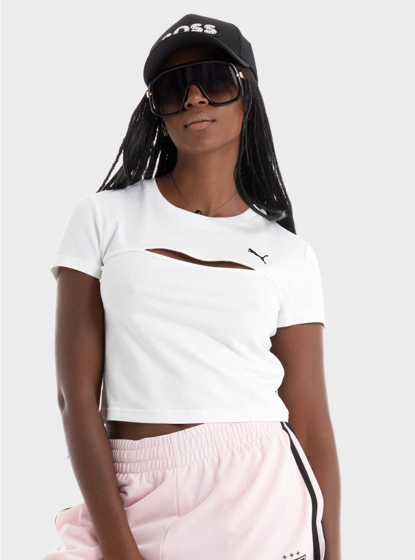 PUMA WARDROBE ESS Cut-Out Baby Tee - White