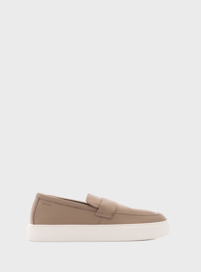 Calvin Klein Leather Unlined Moccasins - Beige