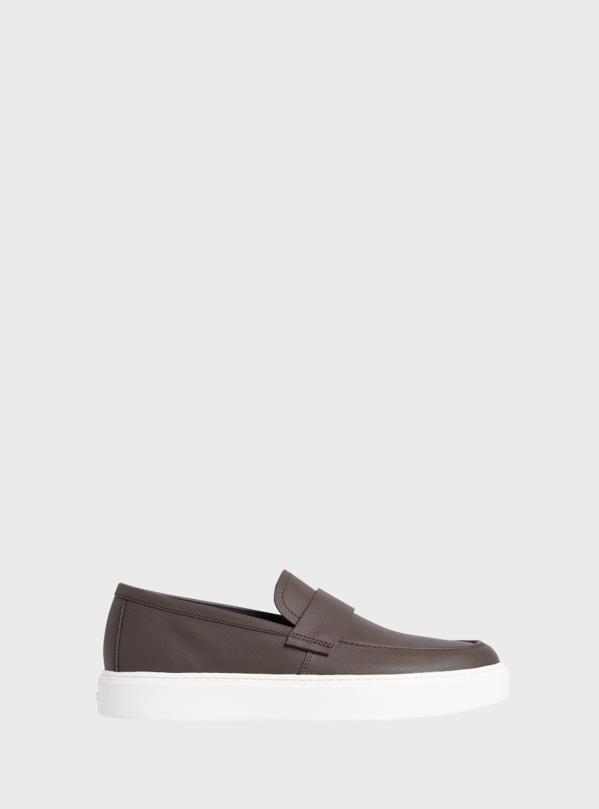Calvin Klein Leather Unlined Moccasins - Brown