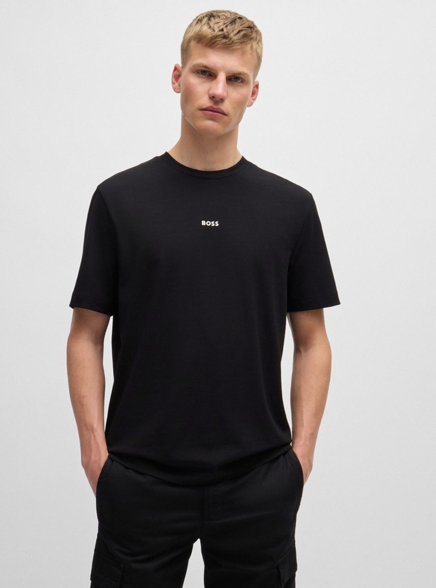 BOSS Relaxed-Fit T-Shirt With Logo Print TChup - Black