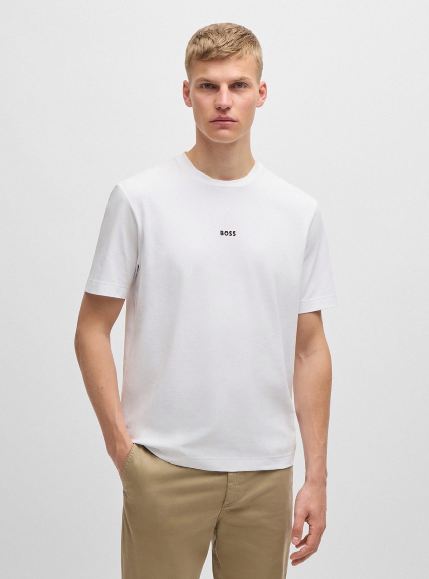 BOSS Relaxed-Fit T-Shirt With Logo Print TChup - White