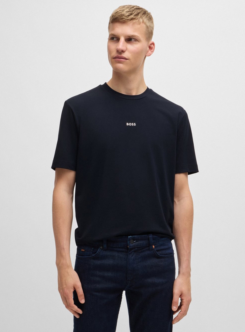 BOSS Relaxed-Fit T-Shirt With Logo Print TChup - Dark Blue