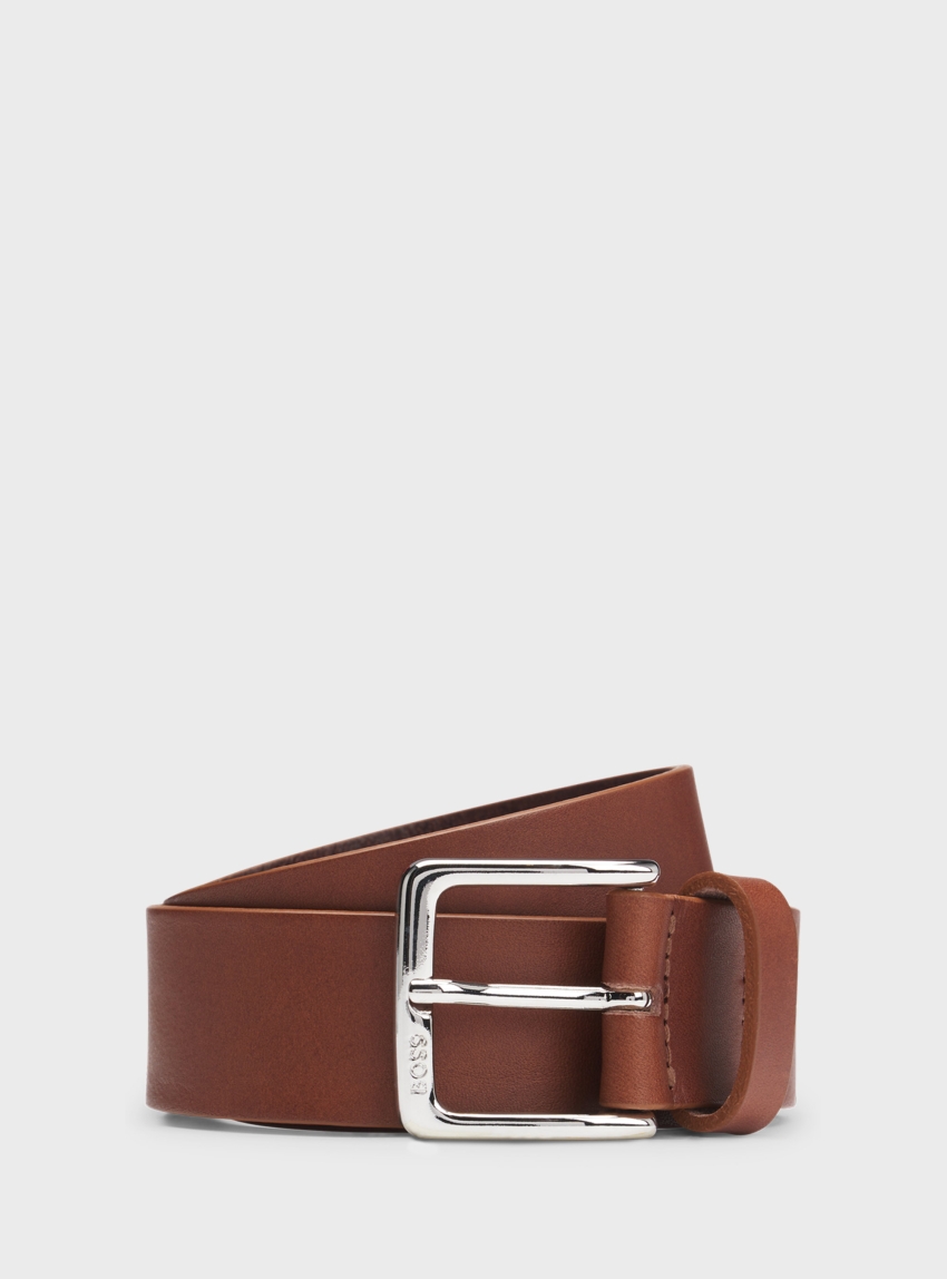 BOSS Italian-Leather Belt Ronnie-V_Sz35 - Cognac