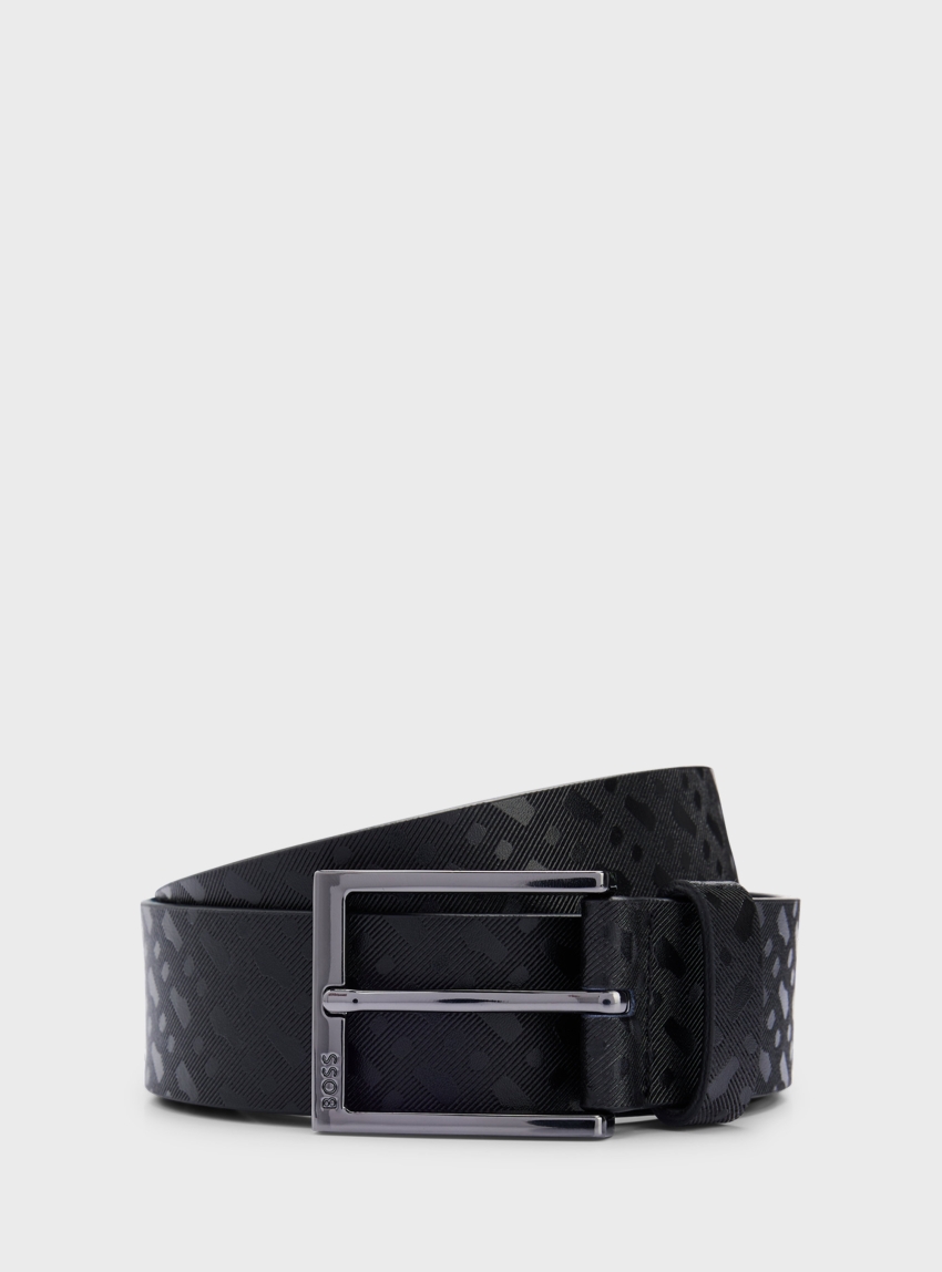 BOSS Italian-Leather Belt Barn-Bmono_Sz35 - Black