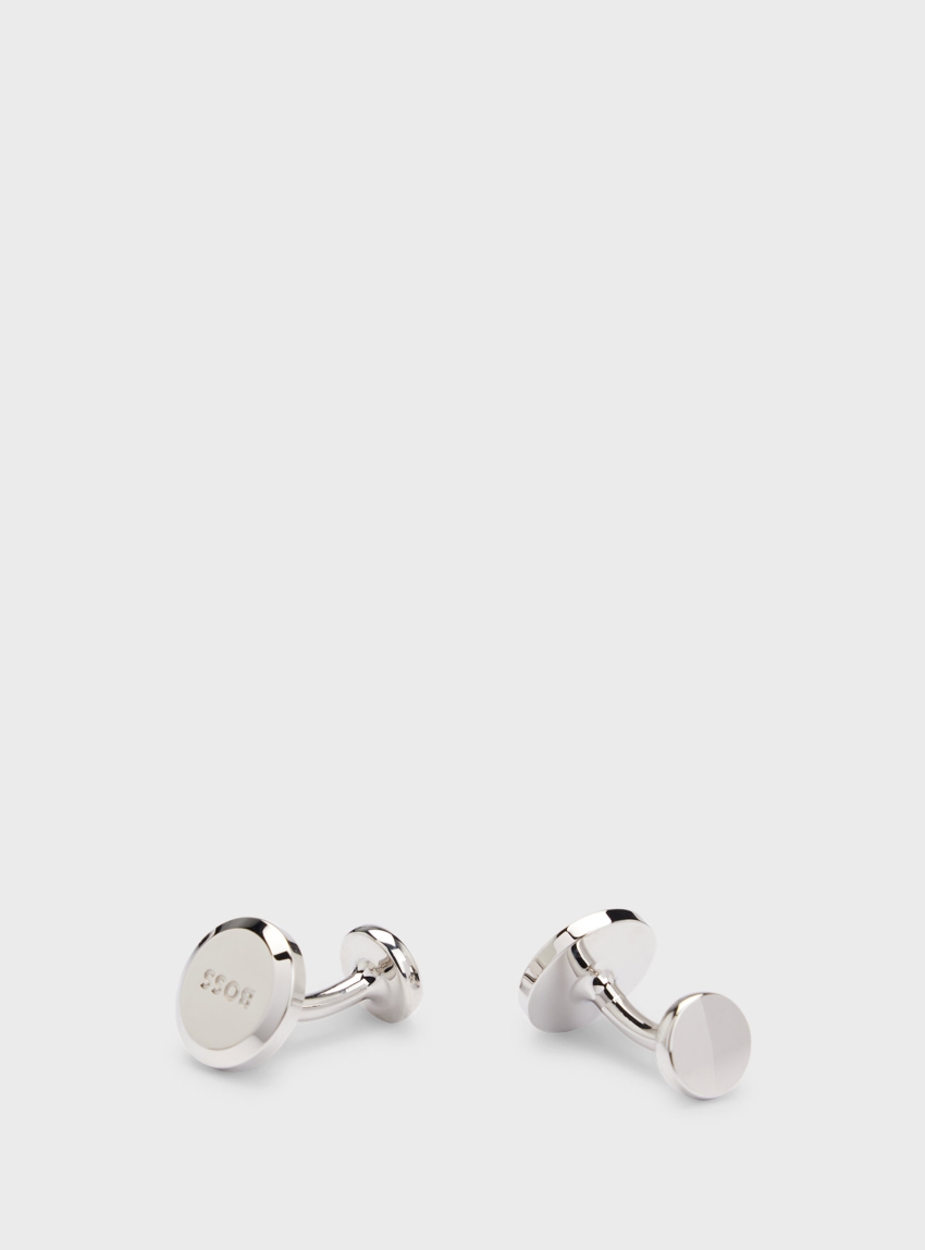 BOSS Round Cufflinks B-LOGO-CUF - Silver