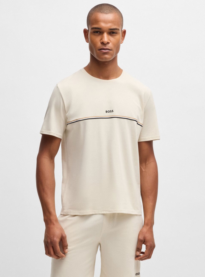 BOSS Stretch-Cotton Pyjama T-Shirt Unique T-Shirt - Ecru