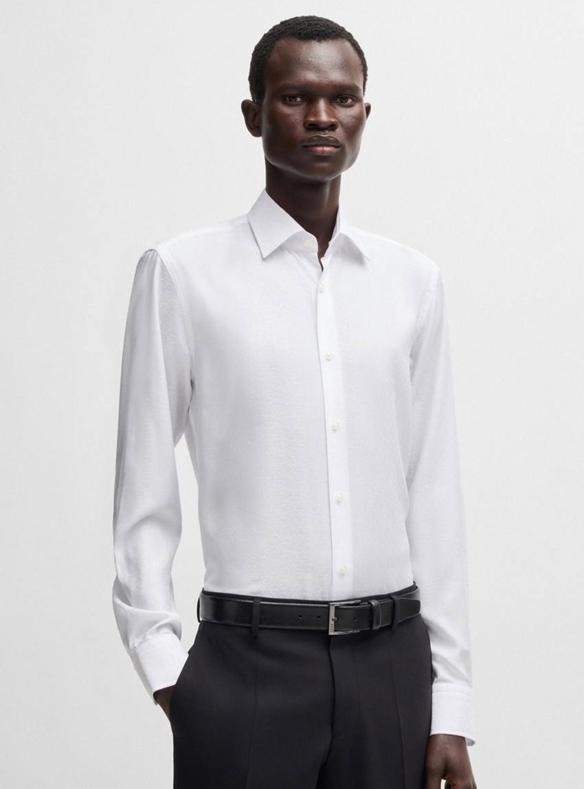 BOSS Slim Fit Shirt H-HANK-kent-C1-214 - White