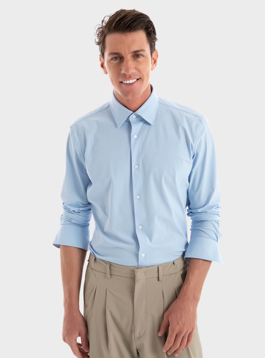 BOSS Slim Fit Performance-Stretch Shirt P-HANK-kent-C1-222 - Light Blue