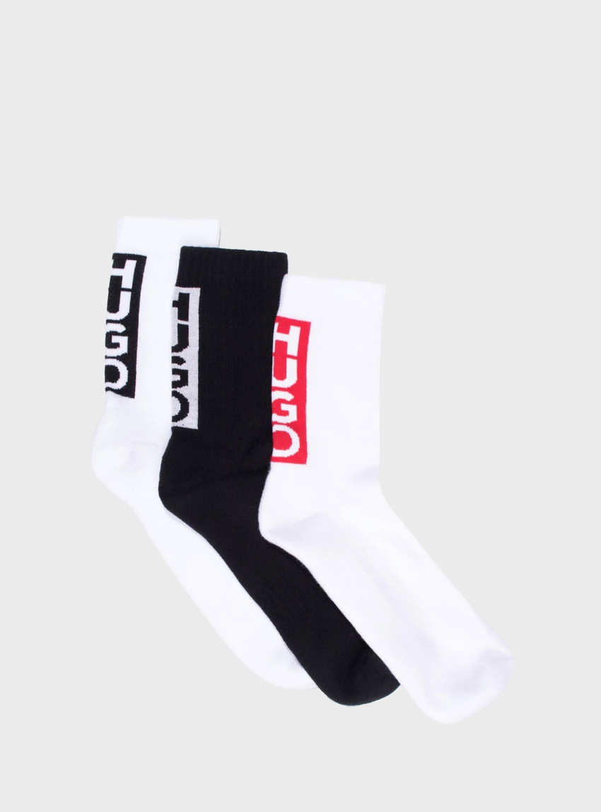 HUGO Three Pack Socks 3P QS BACK LABEL CC - Multi Colors