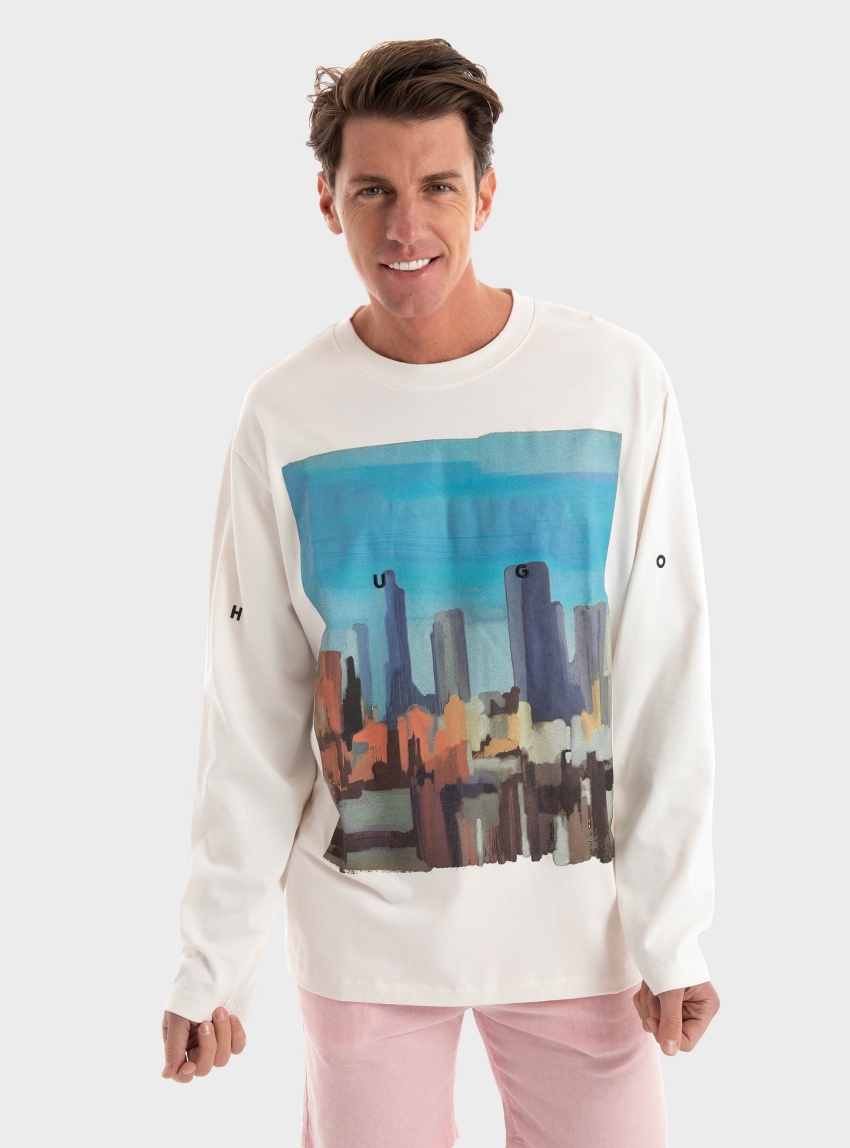 HUGO Long Sleeve T-Shirt Dugot - White