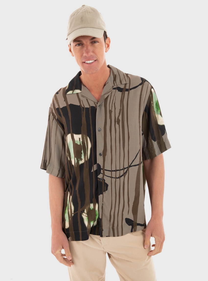 HUGO Oversized-Fit Shirt Espino - Dark Beige