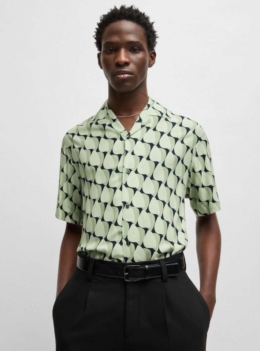 HUGO Oversized-Fit Shirt Espino - Light Olive