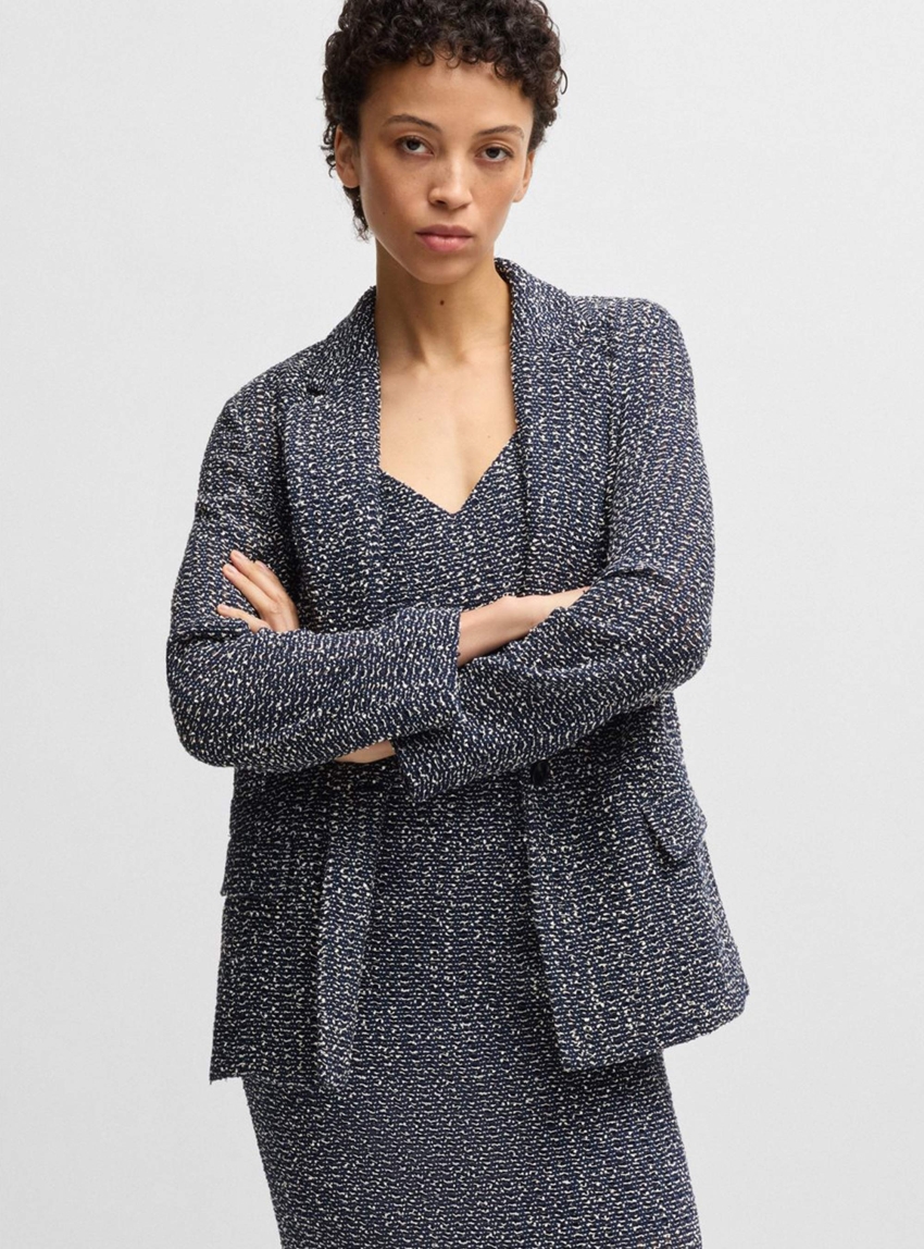 BOSS Relaxed Fit Tweed Blazer Janka5 - Blue