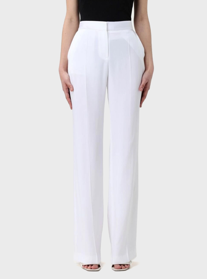 BOSS Slim-Fit Trousers In Lustrous Twill Talia2 - White