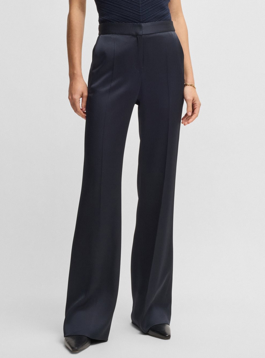 BOSS Slim-Fit Trousers In Lustrous Twill Talia2 - Dark Blue