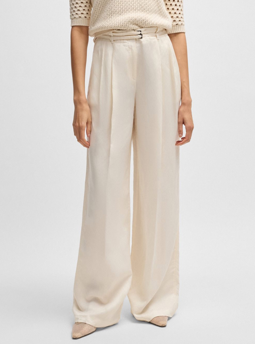 BOSS Relaxed Fit Trousers Taualy-W - Off White