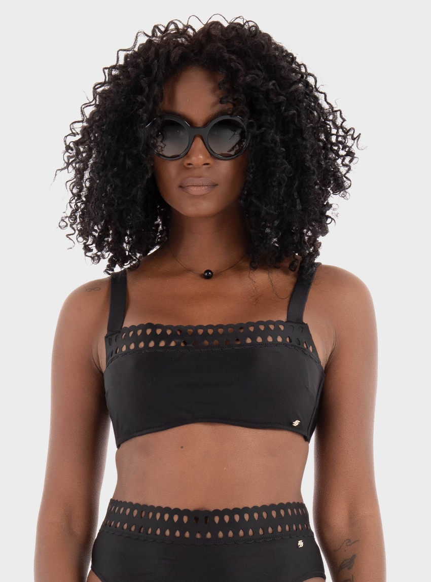 BOSS Bikini Top EYELET BRALETTE - Black