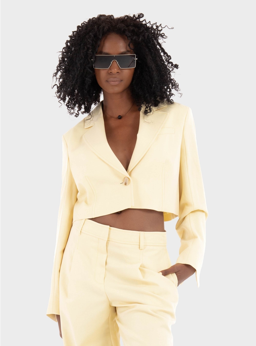 BOSS Short Linen Blend Blazer C_Jasao - Yellow